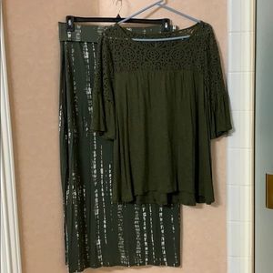 ana maxi skirt and bell sleeve lace top blouse, XL